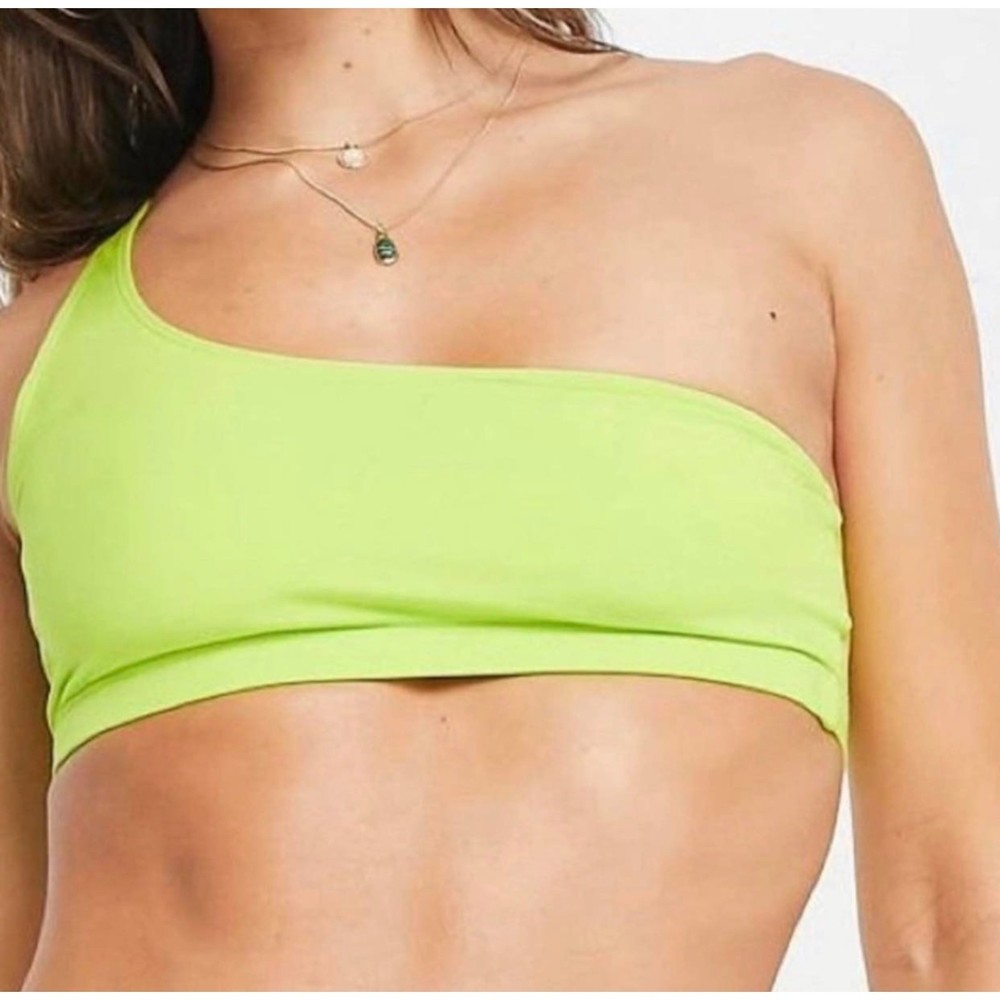 NWOT Good American Women’s Scuba Hot Shoulder Swim Top Key Lime Green Size 3 = L